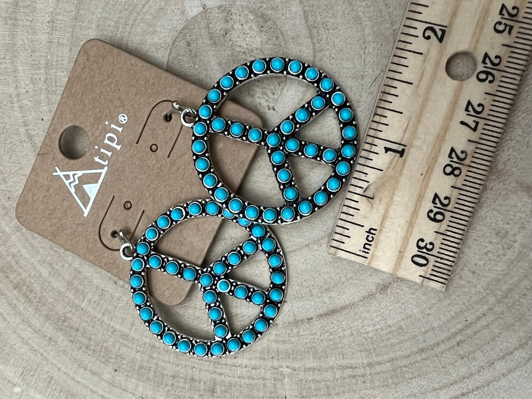 Western Large Peace Sign Dangle Earrings